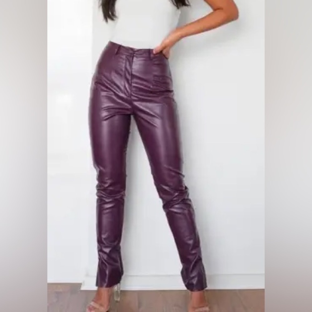 Missguided Side Split Faux Leather Trouser